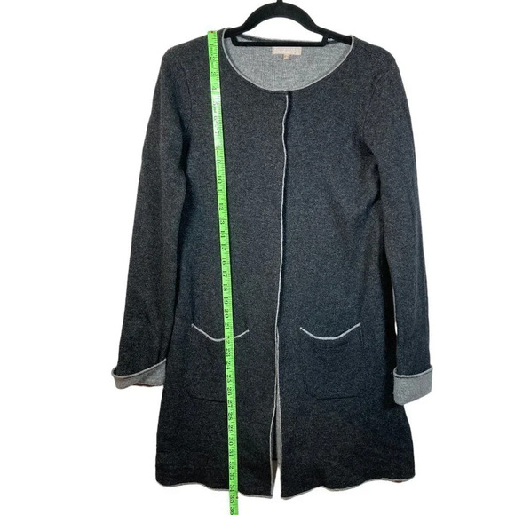 Benedetta B Long Gray Cardigan, Merino Wool Cashmere Blend, Made in Italy, Small - Picture 7 of 8